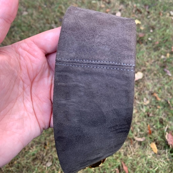 Vintage Leather/Suede & Brass Leaf Belt - Picture 12 of 16